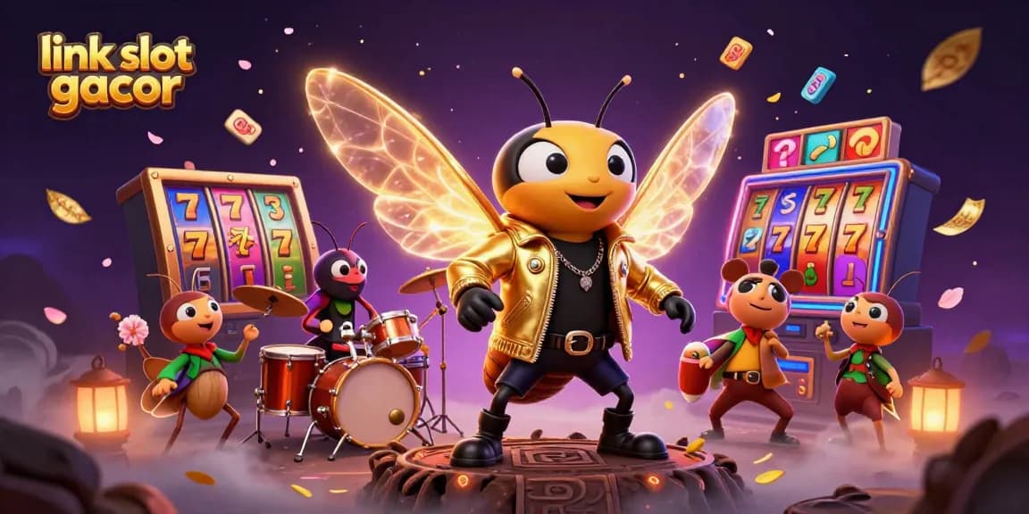 Experience excitement with vibrant characters and slot visuals in this link slot gacor illustration.