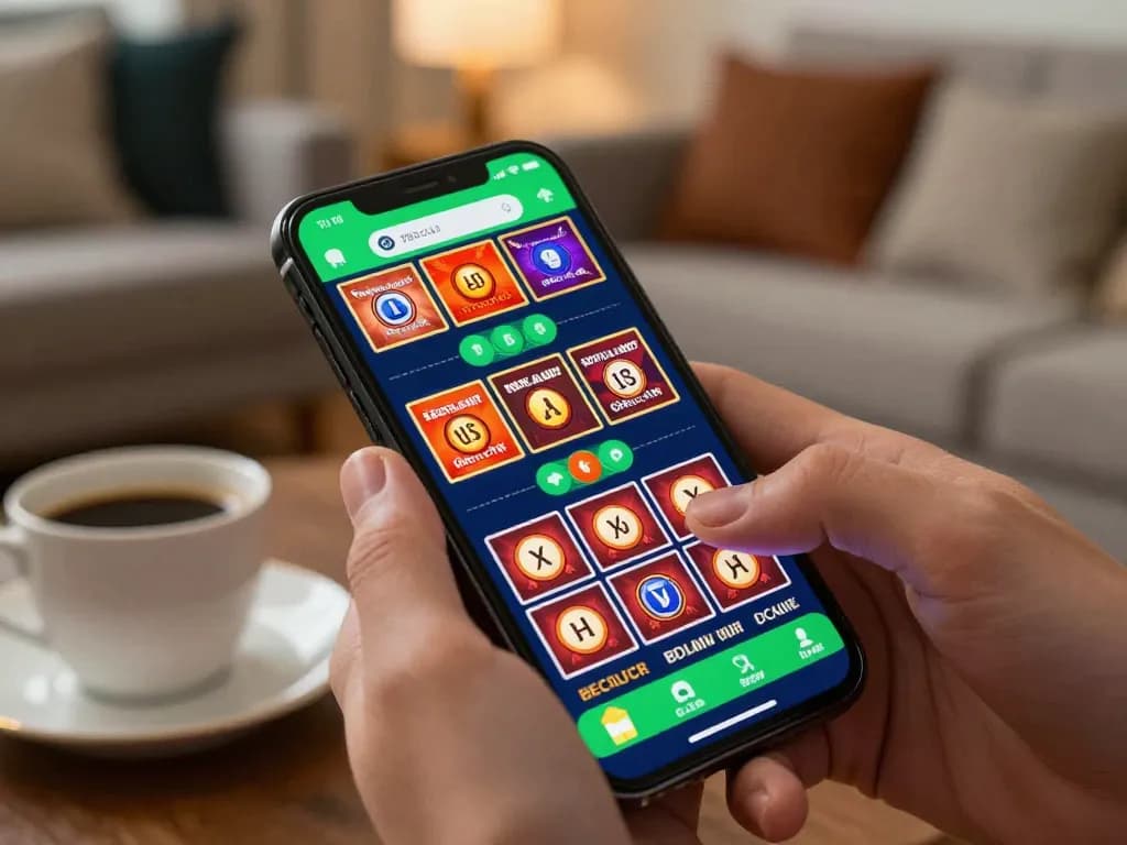 Engaging gameplay on 789club app showcasing vibrant casino games in a cozy home setup