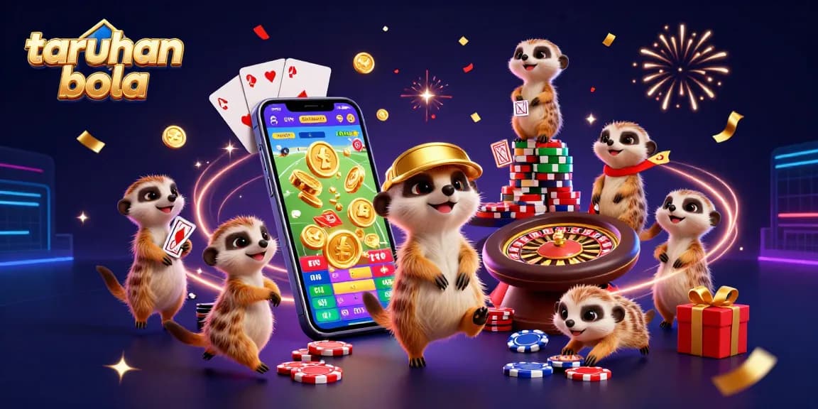 Engage in taruhan bola with energetic meerkats managing a vibrant sports betting scene.