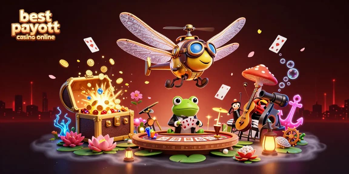 Experience the best payout casinos online with our vibrant 3D illustration featuring exciting casino action.