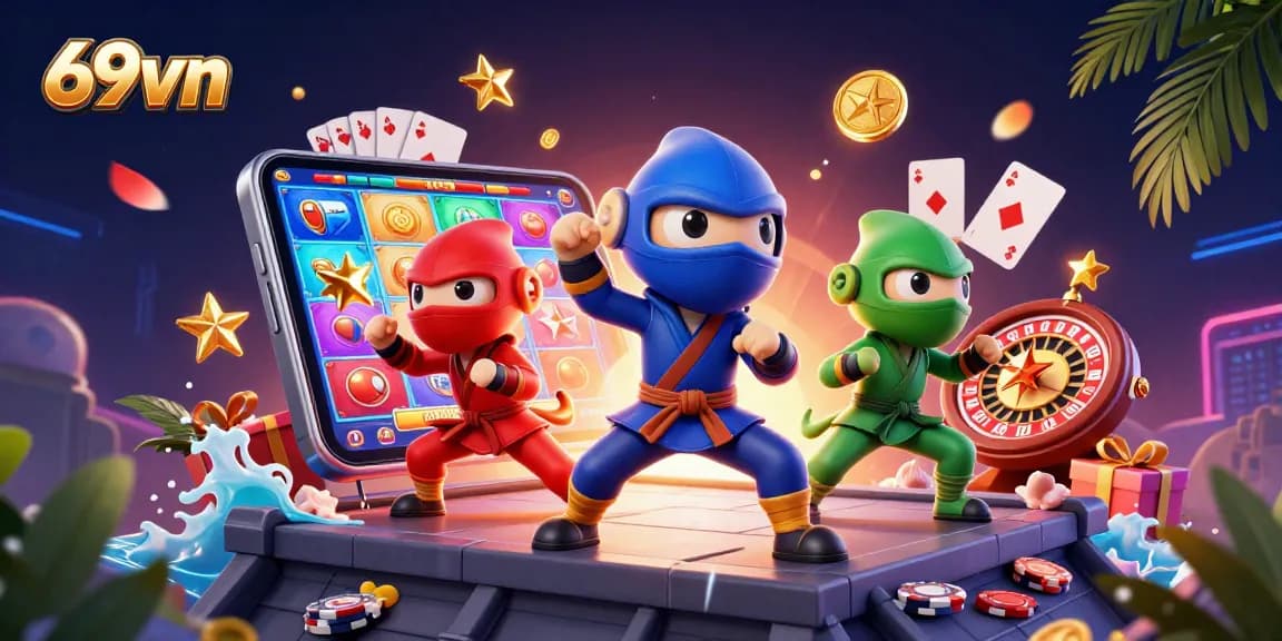 Experience thrilling gaming with the ninja chameleon team in 69vn's vibrant casino world.