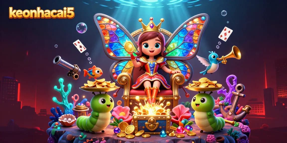 Join the exciting world of keonhacai5 with vibrant 3D illustrations showcasing casino elements and betting excitement.