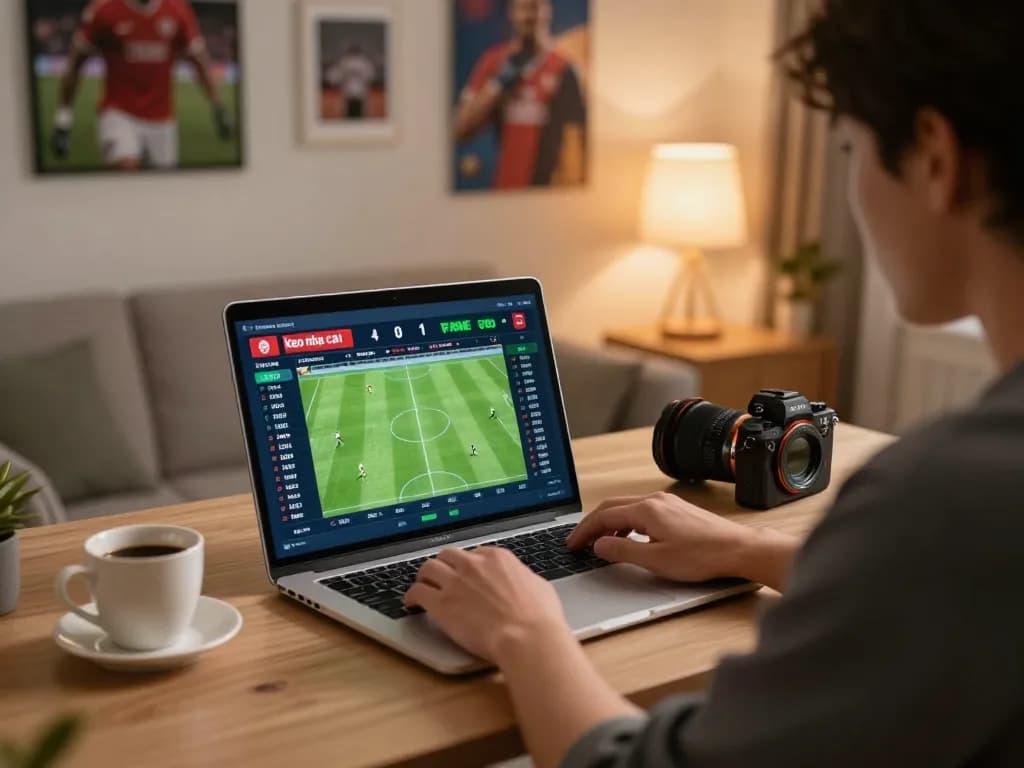Engaging online sports betting experience featuring keo nha cai displayed on a laptop screen, showcasing strategic gameplay.