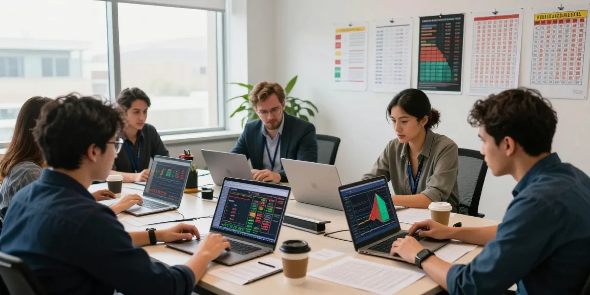 Analisis syair menang dengan tim profesional di ruang kantor yang terang.