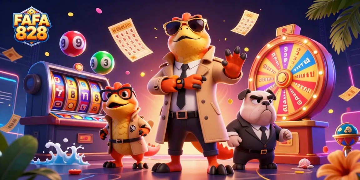 FAFA 828 raptors in disguise attempting to enter a casino lounge amid vibrant gaming elements.