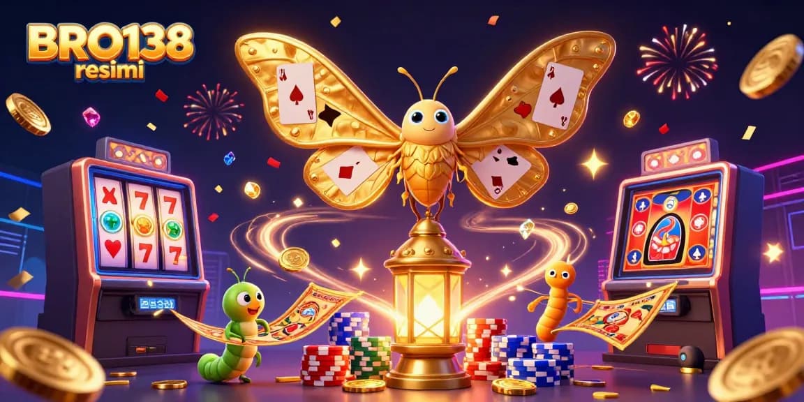 Experience thrilling gaming with BRO138 resmi in captivating 3D casino illustration featuring vibrant slot scenes.