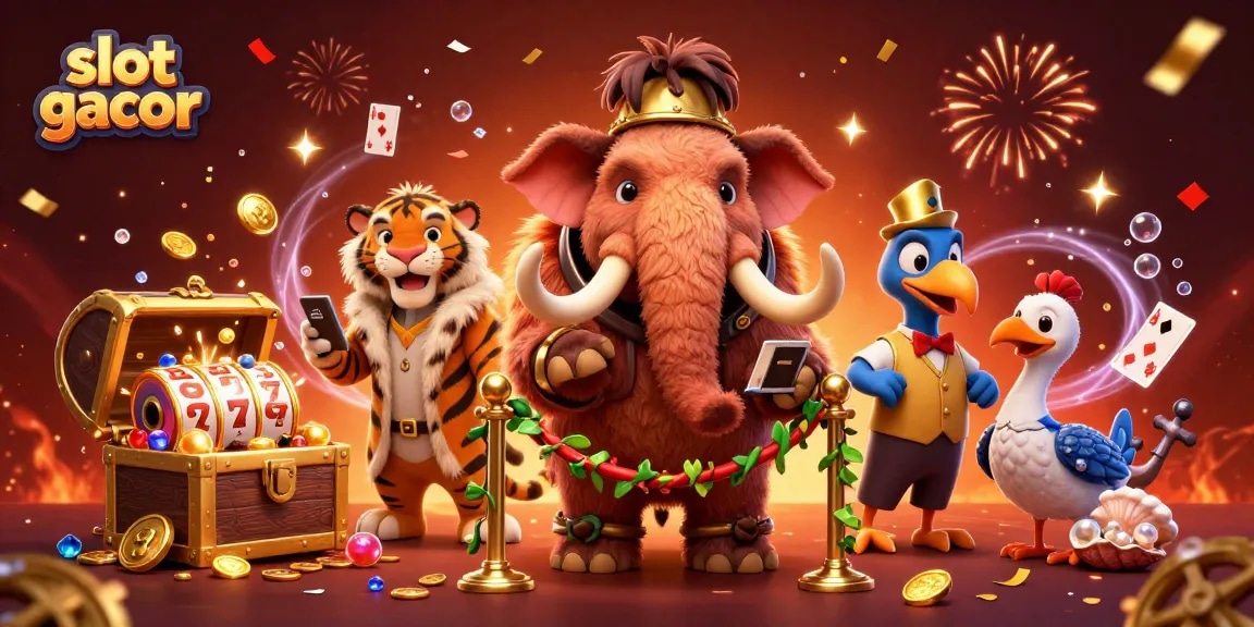 Catch the thrill of slot gacor with lively characters and dynamic game elements in this vibrant scene.