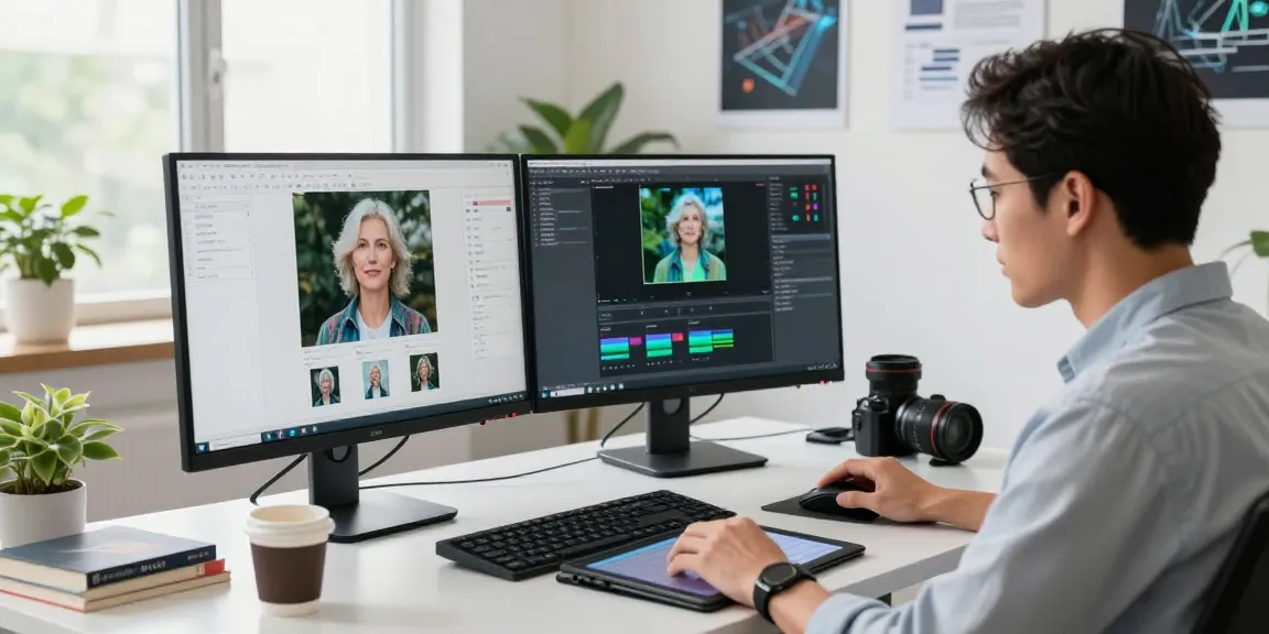 AI detector analysis in a modern workstation with dual monitors displaying results.
