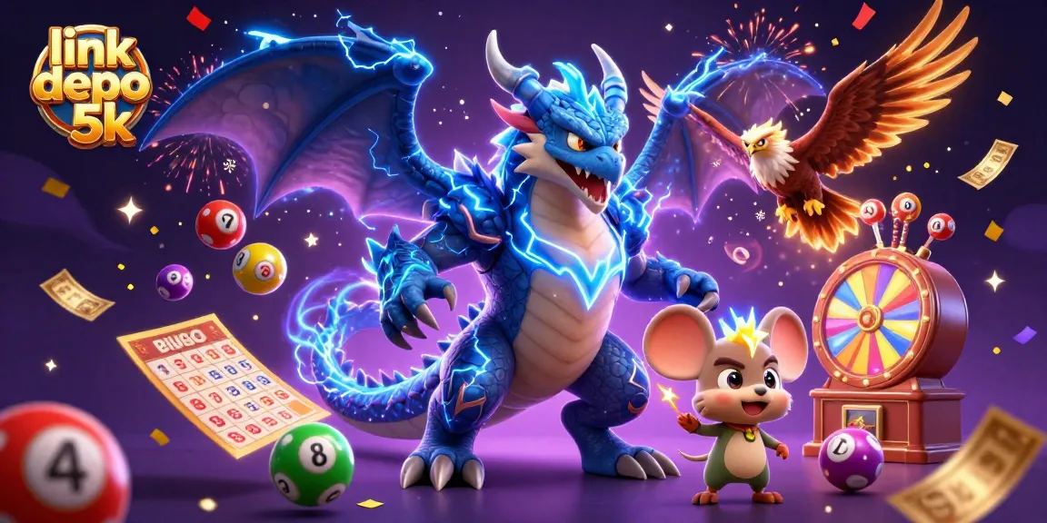 Play and win at link depo 5k with vibrant lottery balls and exciting casino elements.