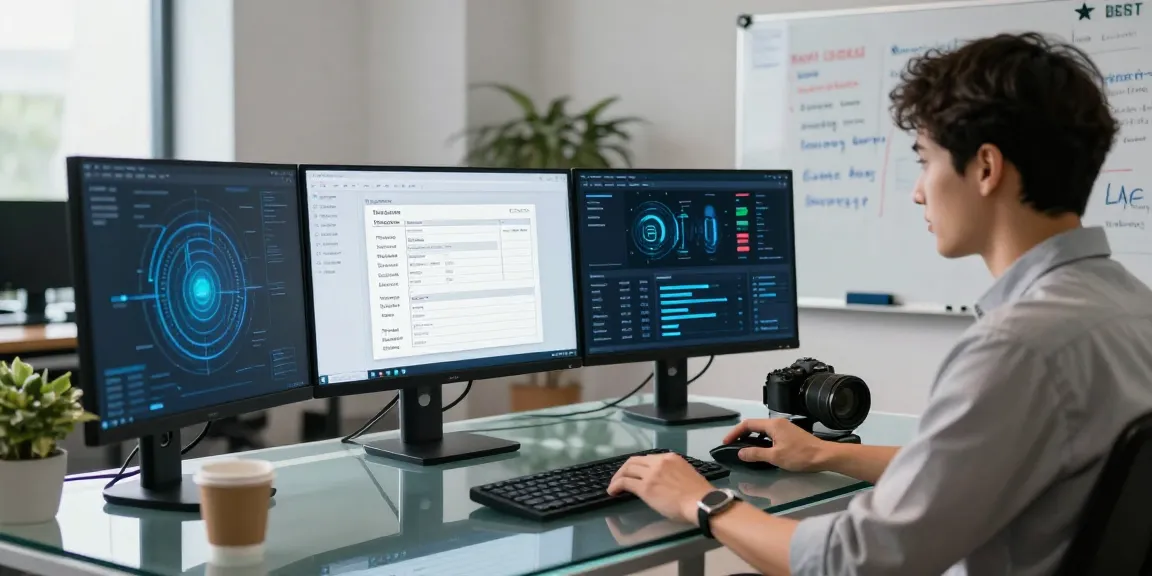 Use AI technology to detect fake receipts in a digital workspace with advanced analytics on screens.