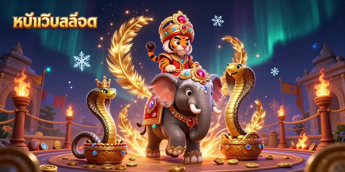 Experience thrilling gameplay with หน้าเว็บสล็อต's animated scene featuring a jewel-encrusted elephant and dynamic casino elements.