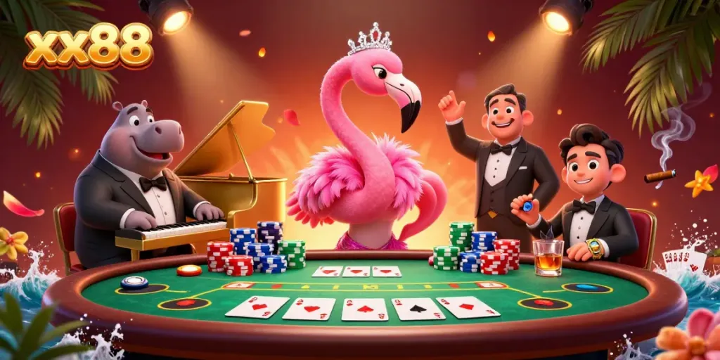 Engage in thrilling gameplay at xx88's vibrant casino with lively characters and rich game elements.