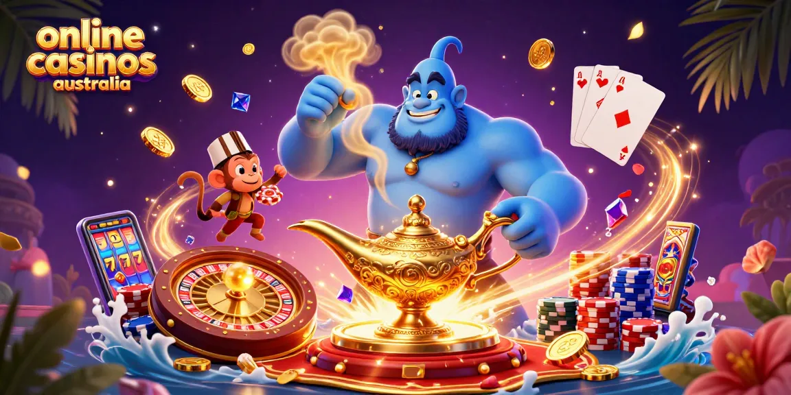Spin and win at online casinos Australia with playful casino elements and characters.