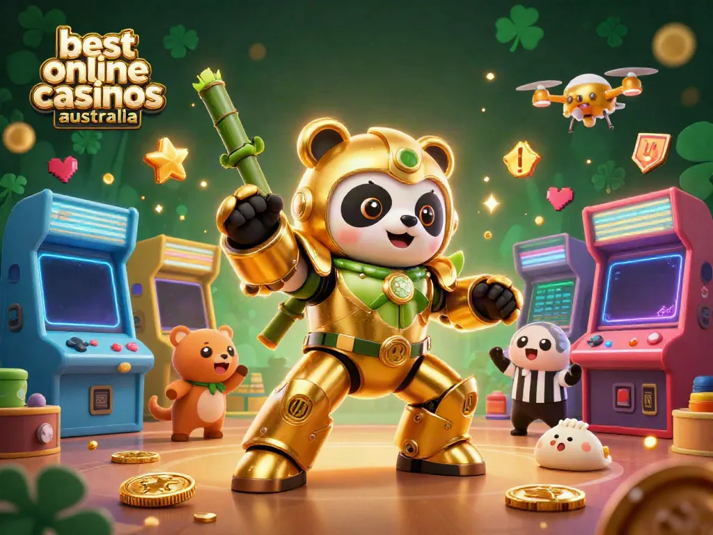 Experience the thrill of winning at the best online casinos Australia, illustrated with dynamic characters and casino elements.