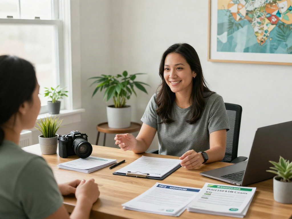 Consultation about Texas MMJ card options in a welcoming office environment.
