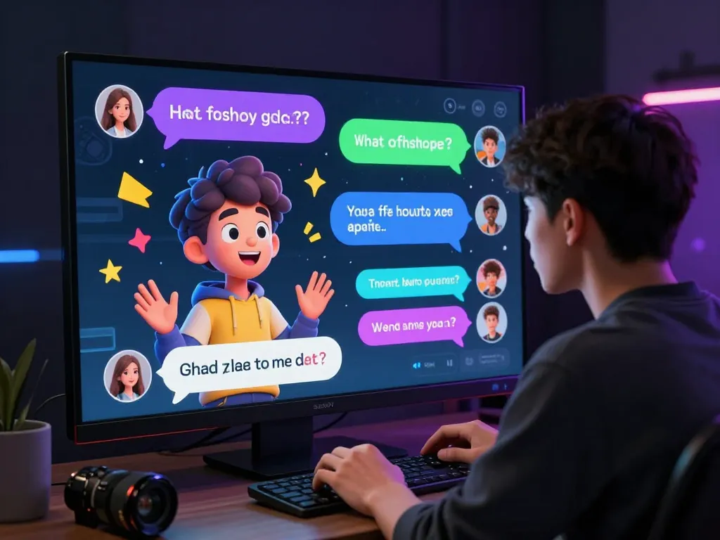 Engaging NSFW AI chat interaction with colorful avatars and playful ambiance.