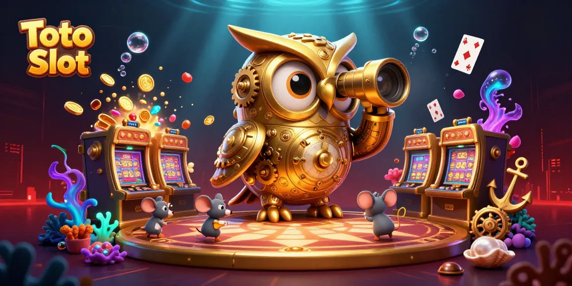 Experience thrilling action with Toto Slot in a vibrant 3D casino illustration full of excitement and detail.