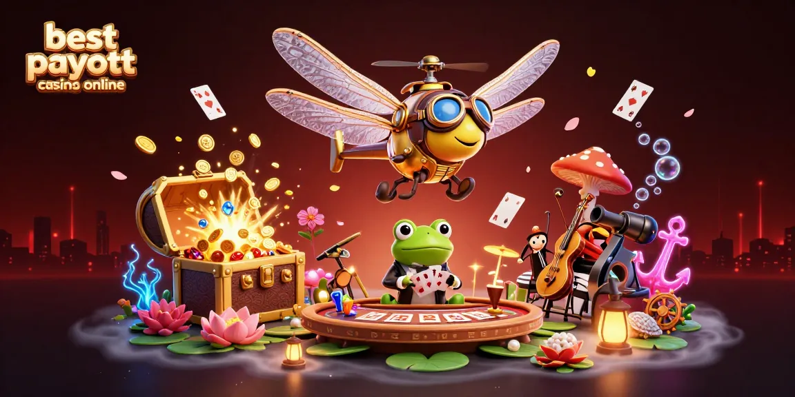Experience the best payout casinos online with our vibrant 3D illustration featuring exciting casino action.