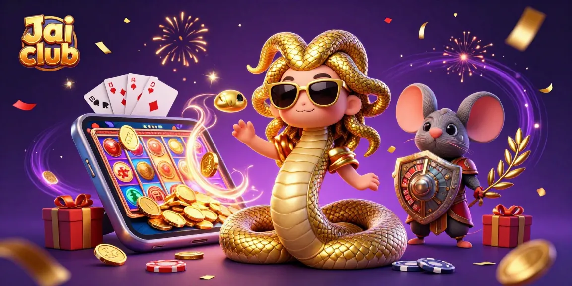 Engage with exciting games at Jai club featuring Medusa and gaming elements in a vibrant casino scene.