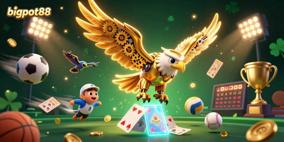 Engage with bigpot88's vibrant casino illustration showcasing dynamic gaming action.