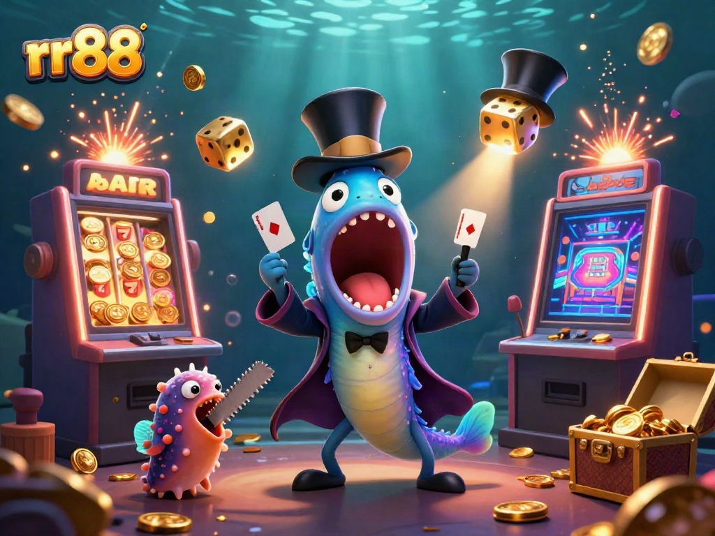 Engage with rr88's vibrant underwater casino world featuring dynamic characters and exciting jackpot elements.