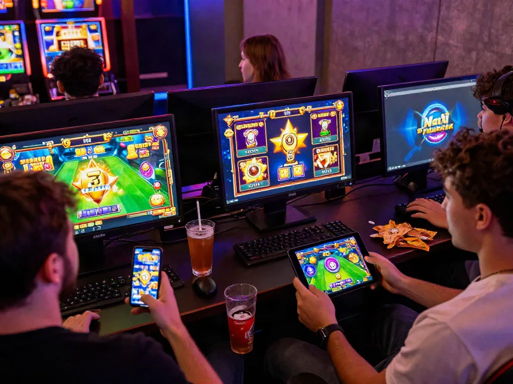 slot gacor hari ini showcasing players enjoying vibrant online slot games on various devices.