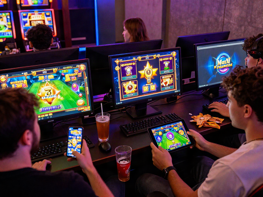 slot gacor hari ini showcasing players enjoying vibrant online slot games on various devices.