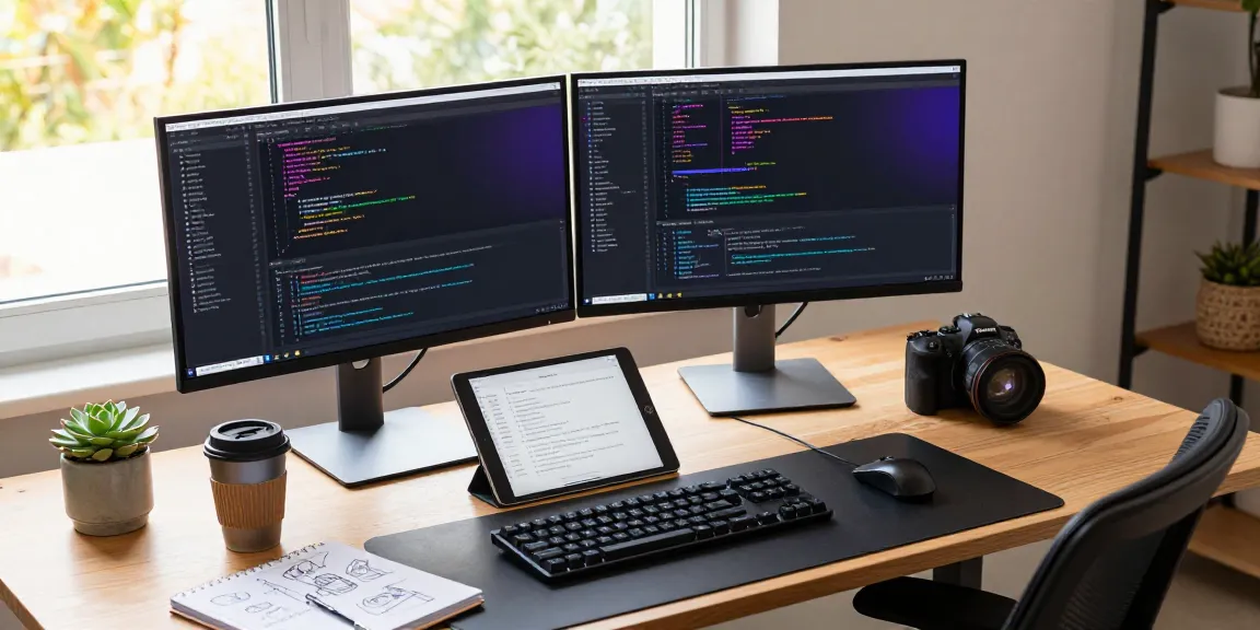 snipaste下载 for efficient software development in a modern workspace with dual monitors, coffee, and digital tools.