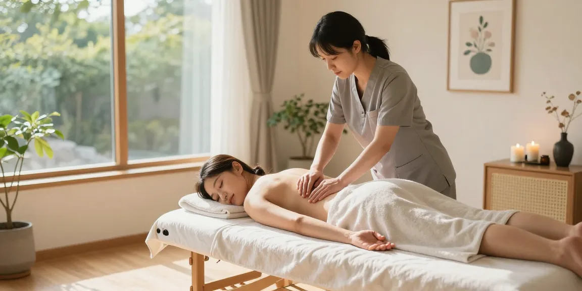 월곶출장안마 세션 중 편안한 고객과 전문 마사지사의 조화로운 모습