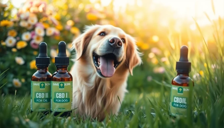 Caring for your dog with premium CBD Oil For Dog in a vibrant garden setting.