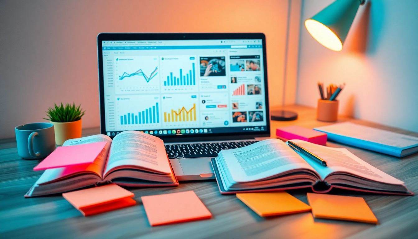 OnlyFans promotion tools showcased in an engaging workspace with vibrant analytics.