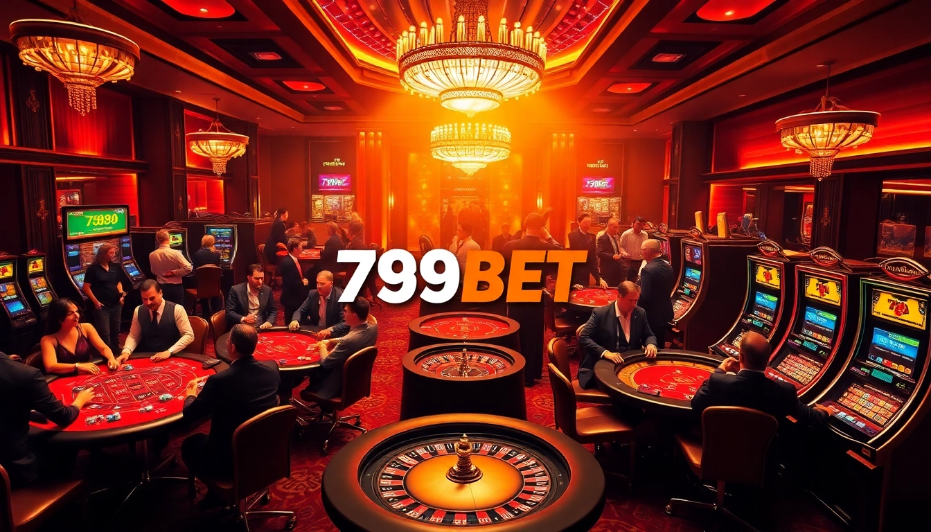Experience an exciting gaming atmosphere with 789BET's vibrant casino scene featuring engaged players and luxurious decor.