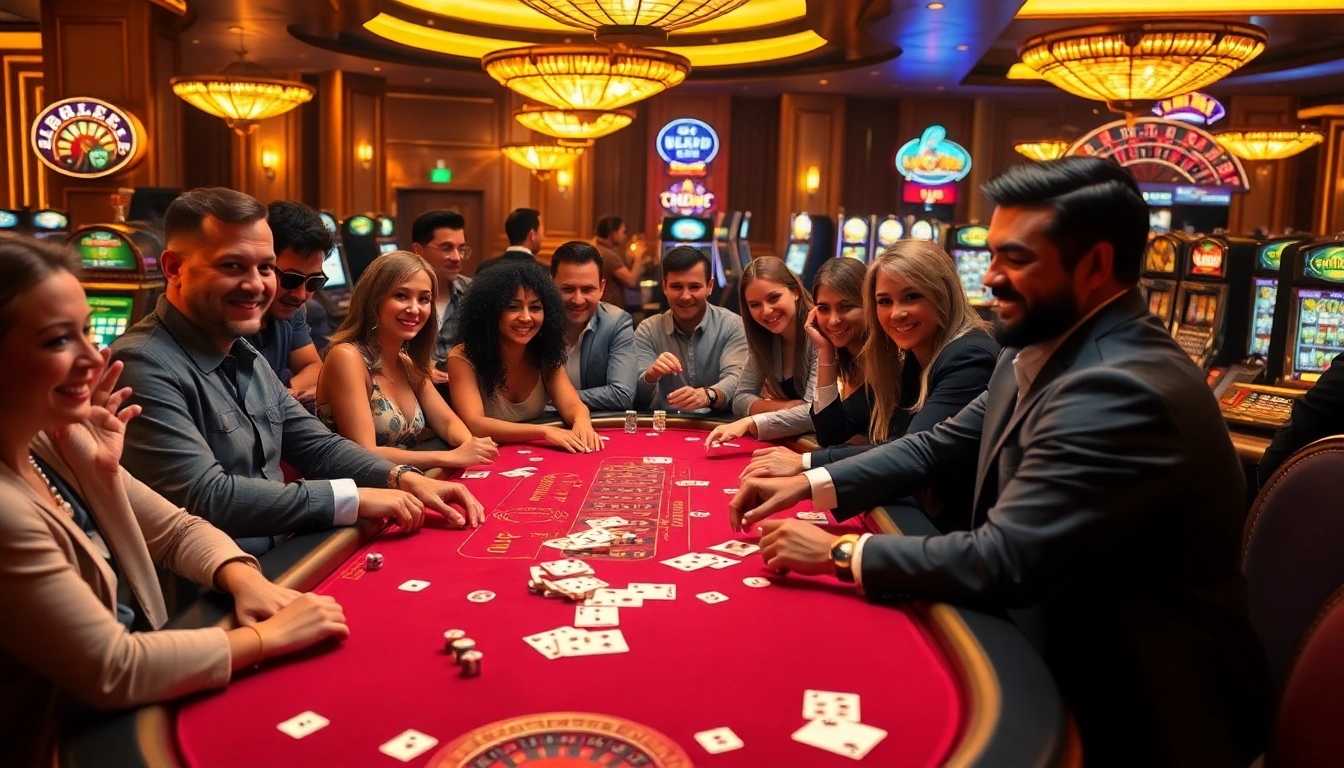 Players enjoying poker at B52 Club in an exciting casino atmosphere with vibrant gaming elements.