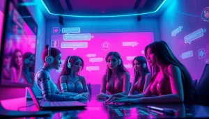 AI porn chat interface with animated characters and dynamic interactions.