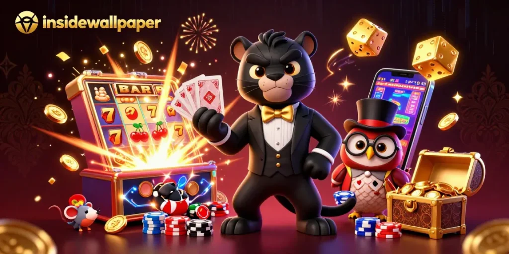 Gambarkan insidewallpaper saat panther berkelas membagikan kartu di slot gacor yang meriah.